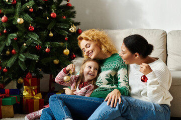 A happy family celebrates together, adorned with festive decorations and sharing joy.