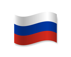 Flag of Russia icon. Wavy vector element with shadow. Best for mobile apps, UI and web design.