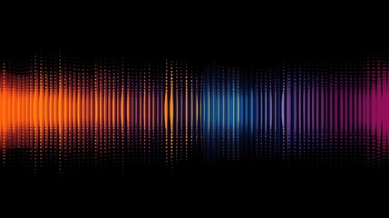 A gradient of sound waves in orange, blue, and purple hues on a deep black background, evoking an 80s aesthetic with a grainy, lo-fi, and nostalgic feel.