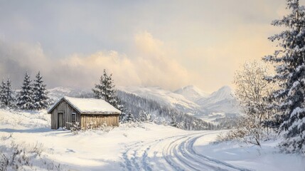 A secluded cabin in a winter setting near Tana, Norway