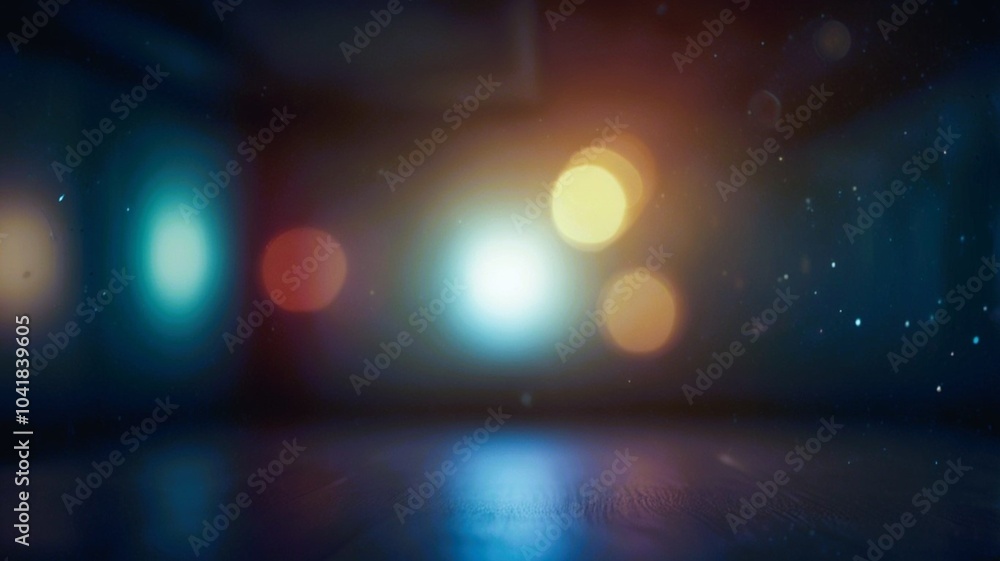 Poster background with bokeh lights, blur background image with stage , product photography background