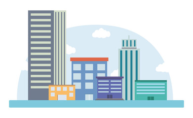 Obraz premium flat illustration of urban design with some simple tall buildings.