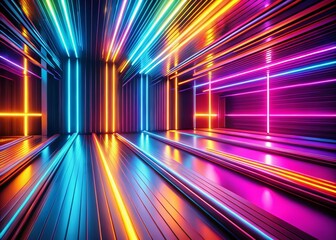 Fototapeta premium Dynamic Abstract Neon Background with Glowing Lines for Modern Wallpaper and Design Projects