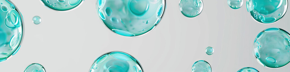 Turquoise Bubbles - A refreshing turquoise bubbles pattern against a light gray background, creating a bubble-like effect.