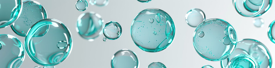 Turquoise Bubbles - A refreshing turquoise bubbles pattern against a light gray background, creating a bubble-like effect.