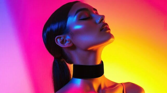 Stylish side profile bathed in luminescent colors