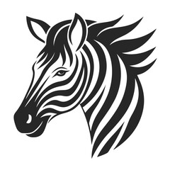 Silhouette Zebra Head Vector with Minimalist Monochrome Design