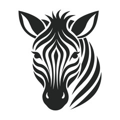 Silhouette Zebra Head Vector with Minimalist Monochrome Design