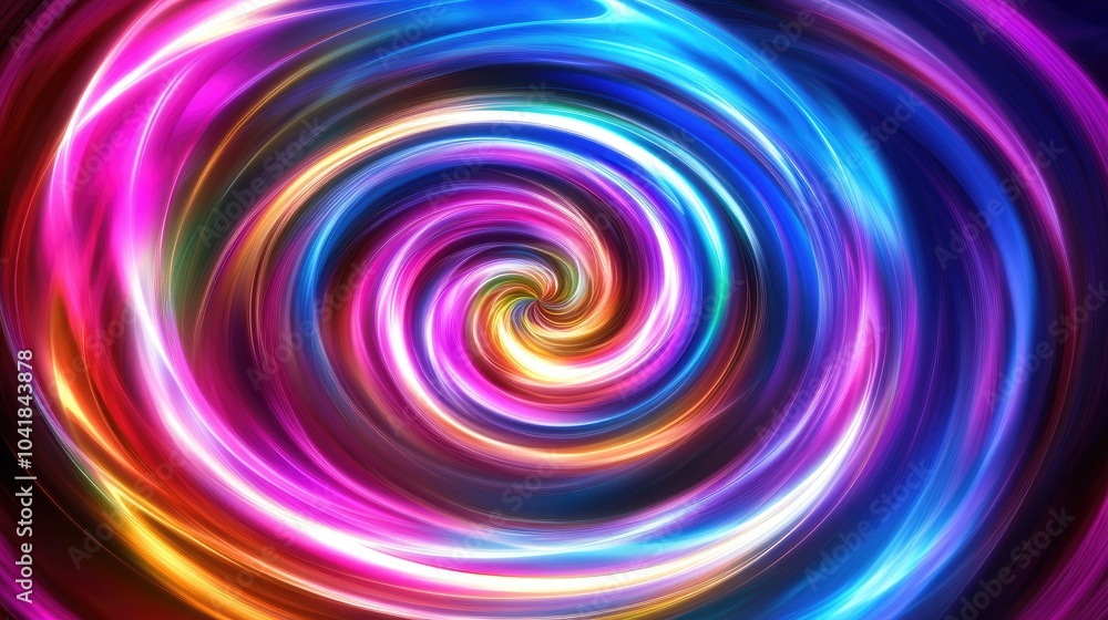 Poster abstract swirl patterns in neon colors with glowing light effects
