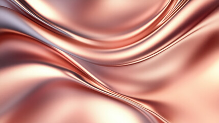 Naklejka premium Luxurious rose gold metallic texture with smooth, flowing waves creates elegant and sophisticated appearance, perfect for backgrounds or design elements