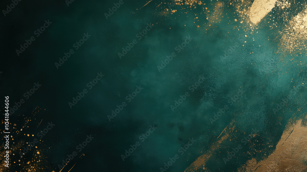 Poster luxurious dark emerald green background with subtle gold accents, creating elegant and sophisticated