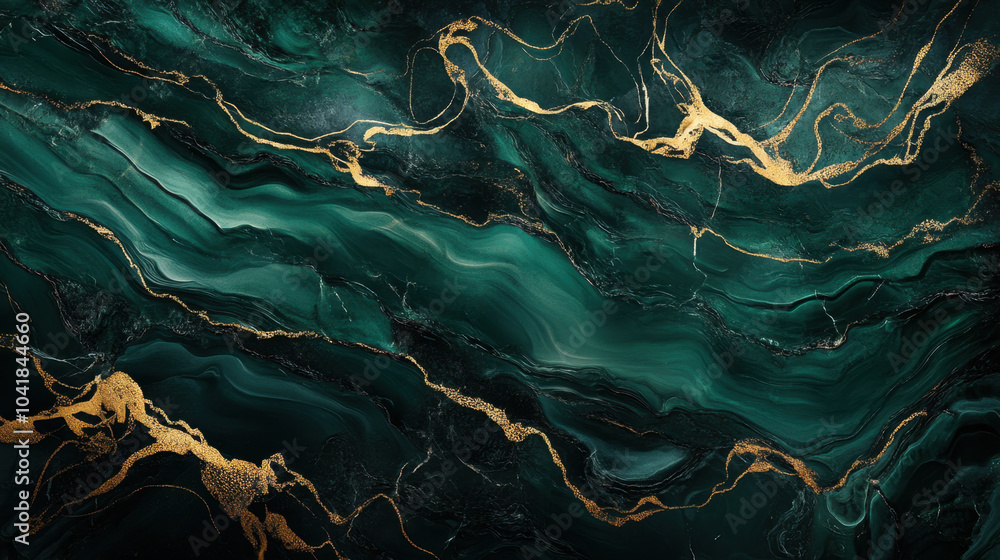 Poster luxurious dark emerald green background with subtle gold accents, creating elegant and sophisticated