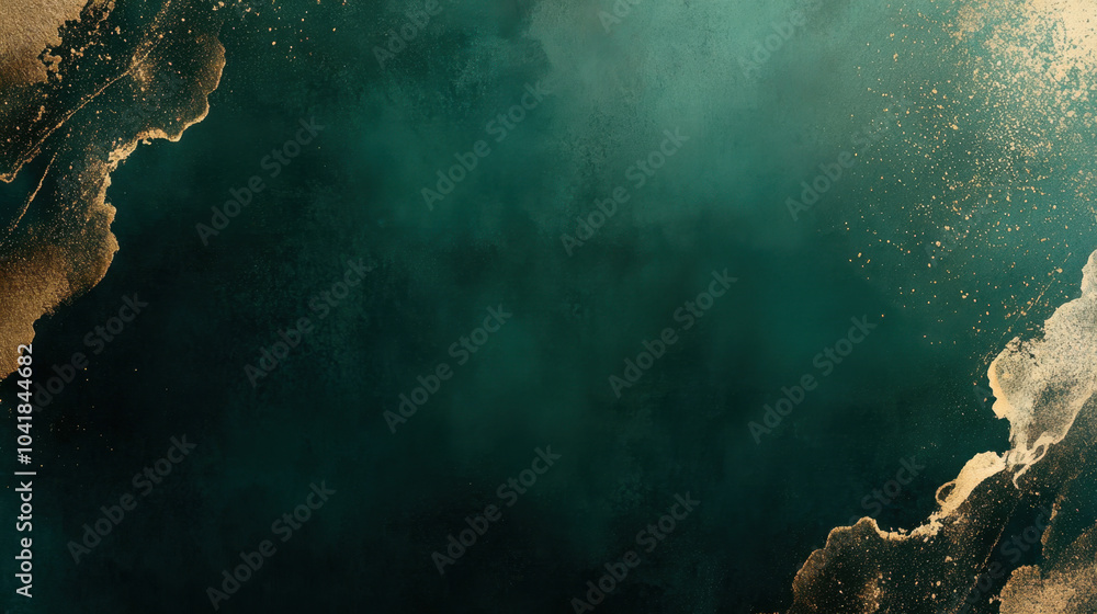 Poster luxurious dark emerald green background with subtle gold accents, creating elegant and sophisticated