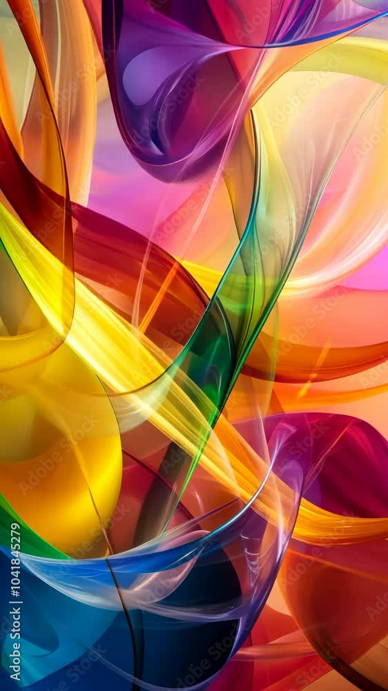 Poster vibrant abstract shapes transforming and flowing in dynamic motion
