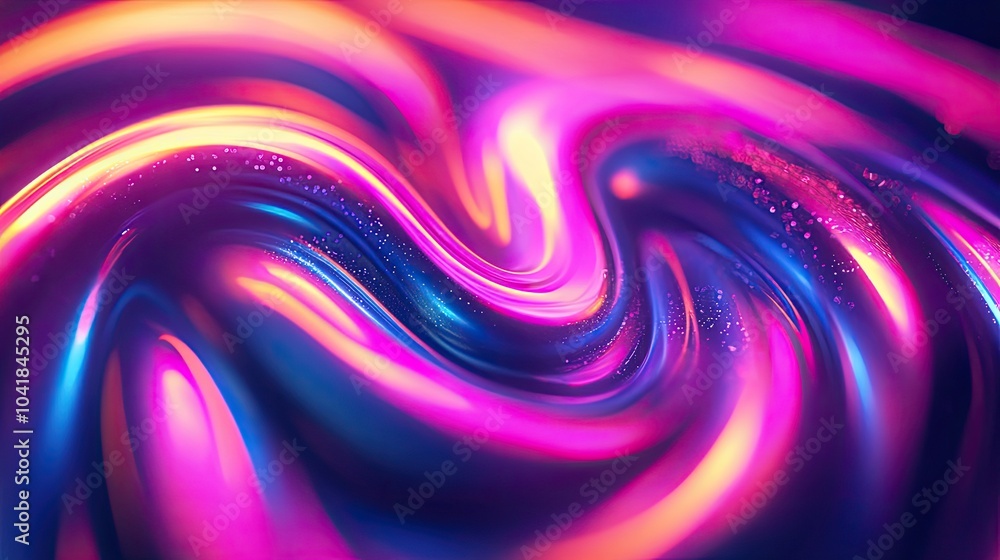 Poster abstract swirl patterns in neon colors with glowing light effects