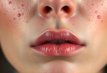 Naklejka premium Close-up of woman's face with acne on it. Skin care concept