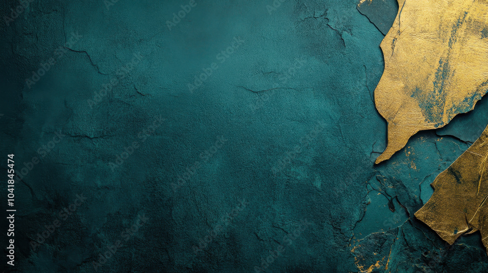 Poster luxurious dark teal background with soft golden accents, creating elegant and sophisticated atmosphe
