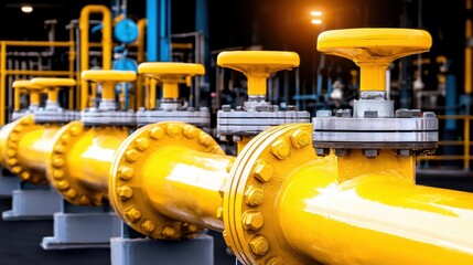 Industrial Pipeline Network with Valves and Steel Infrastructure for Oil and Gas Production