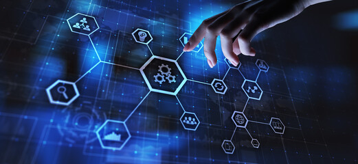 Automation of business and industrial process. Smart factory and technology innovation concept on...