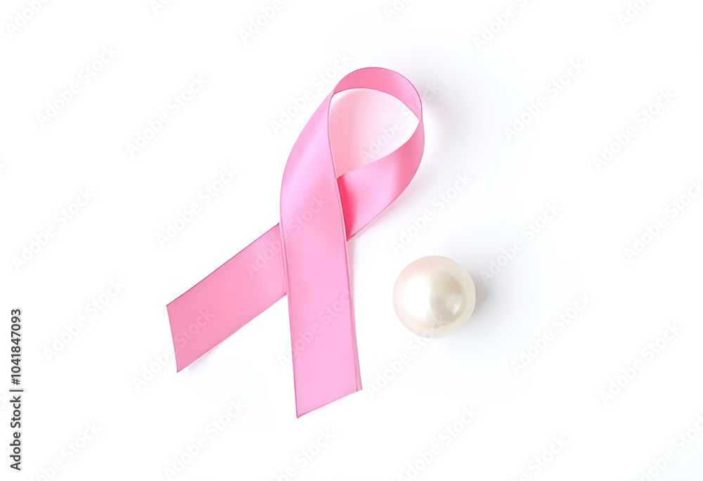 Poster the image shows a pink ribbon rolled up in the shape of a loop, which is a symbol of the fight again