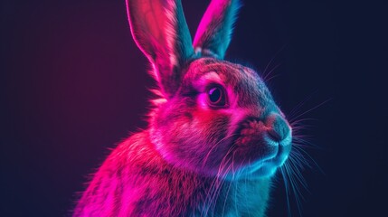 Neon Rabbit Portrait Style
