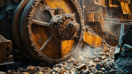 Machinery for grinding stone ore, an essential part of the mining industry, transforming raw materials into refined outputs.