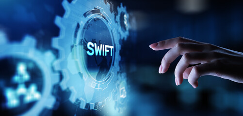 SWIFT international payment system financial technology banking and money transfer concept on...