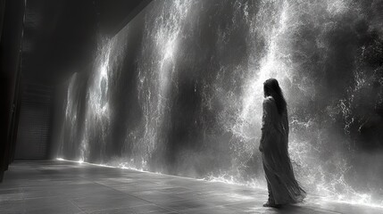 Obraz premium Water Installation in a Minimalist Gallery Space