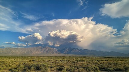 Obraz premium Cumulonimbus Cloud Formation Over Mountain Range