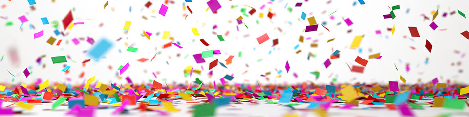 Colorful Confetti Falling Slowly on a Plain White Surface