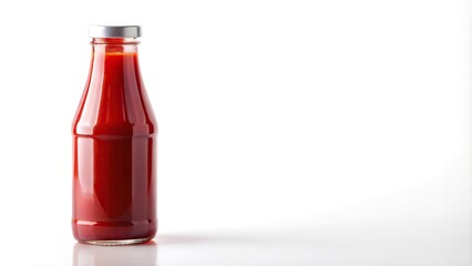 Red tomato sauce ketchup isolated on white background with reflection