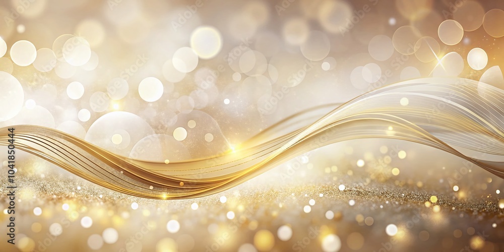 Poster elegant gold and white wave pattern with sparkling abstract elements for luxurious backgrounds