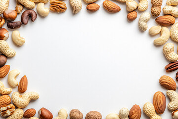 a variety of nutrition and healthy nuts. Pistachios, Almonds, Walnuts, Hazelnuts, Cashews, isolated on a white background 
