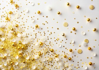 Elegant Gold Texture Pattern on White Background for Confetti Illustration and Design Elements