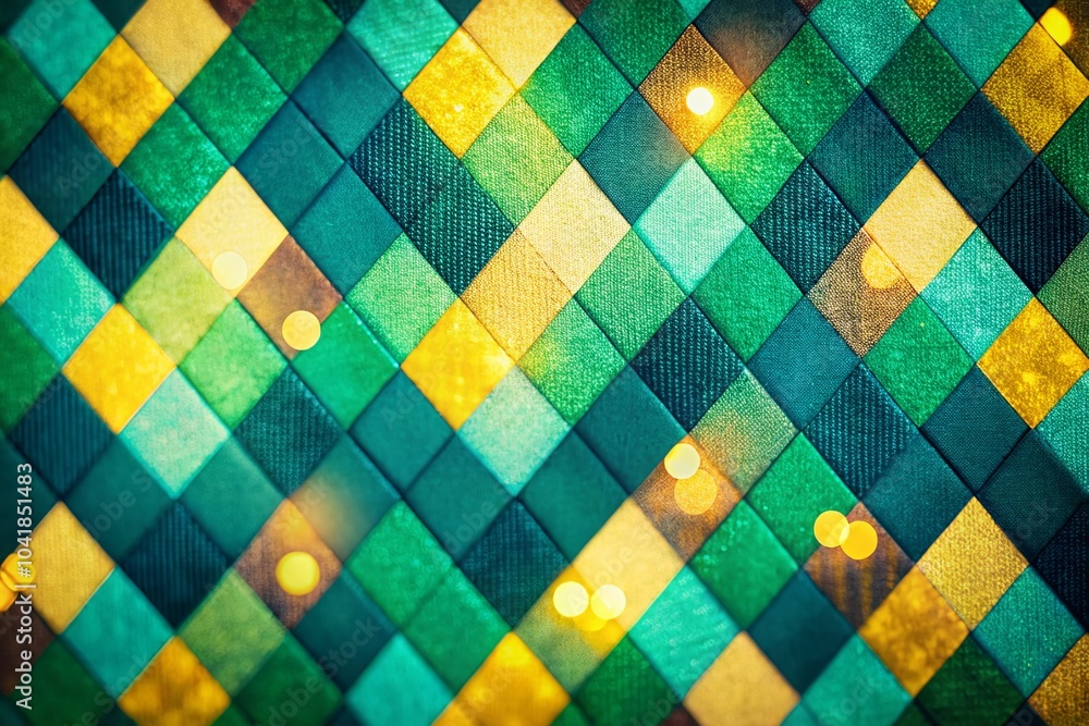 Aufkleber elegant green yellow blue argyle pattern with bokeh effect for stylish backgrounds and textiles