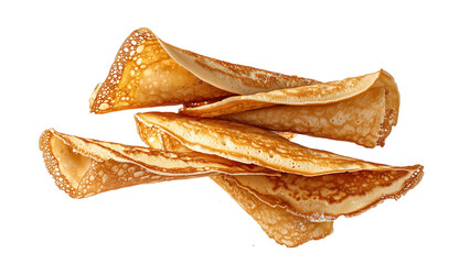 Flying crepes (french pancakes) isolated on white or transparent background, Chandeleur or Candlemas holiday, png file