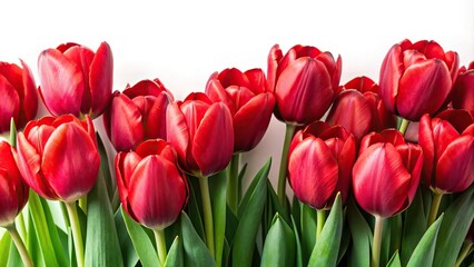 Fototapeta premium Red tulips isolated on white background with clipping path