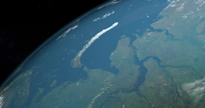 Novaya Zemlya or Novaja Zemlja island from space. Aerial Satellite View
