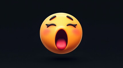 3D Emoji Yawning with Blush   Tired  Sleepy Face Expression