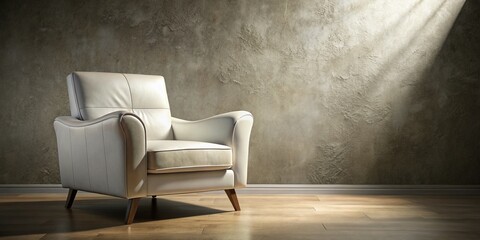 Elegant White Leather Armchair Against a Stylish Wall - Modern Interior Decor Inspiration