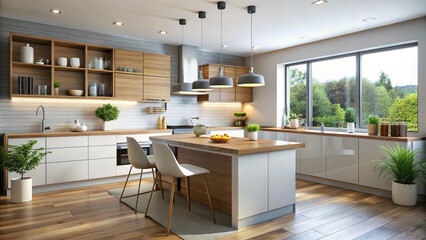 modern kitchen interior with kitchen