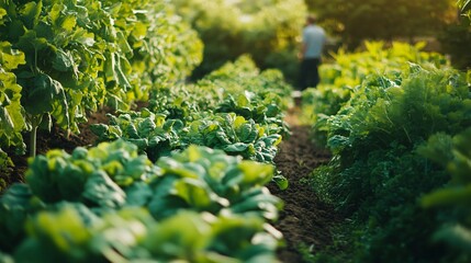 Rows of Lush Green Vegetables