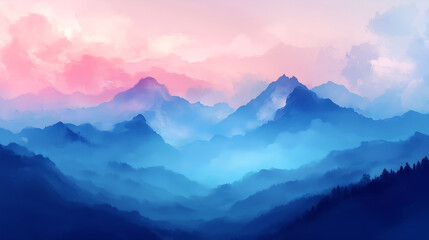 mountains in the morning