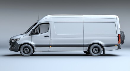 Blank white delivery van isolated on a white background, side view of plain car cargo carrier with plenty of space for design, transportation logistics mockup created using Illustrator