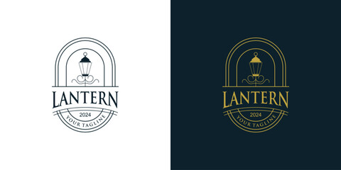 Creative lantern logo design premium vector