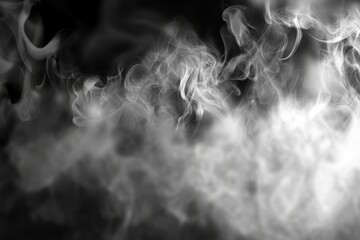 Smoke or fog in a transparent white background. Steam explosion special effect. Texture of steam, fog, smoke in a transparent white background. Modern illustration.
