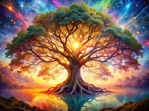 Enchanted Tree Roots in a Colorful Fantasy Ambiance for Video Loop Animation