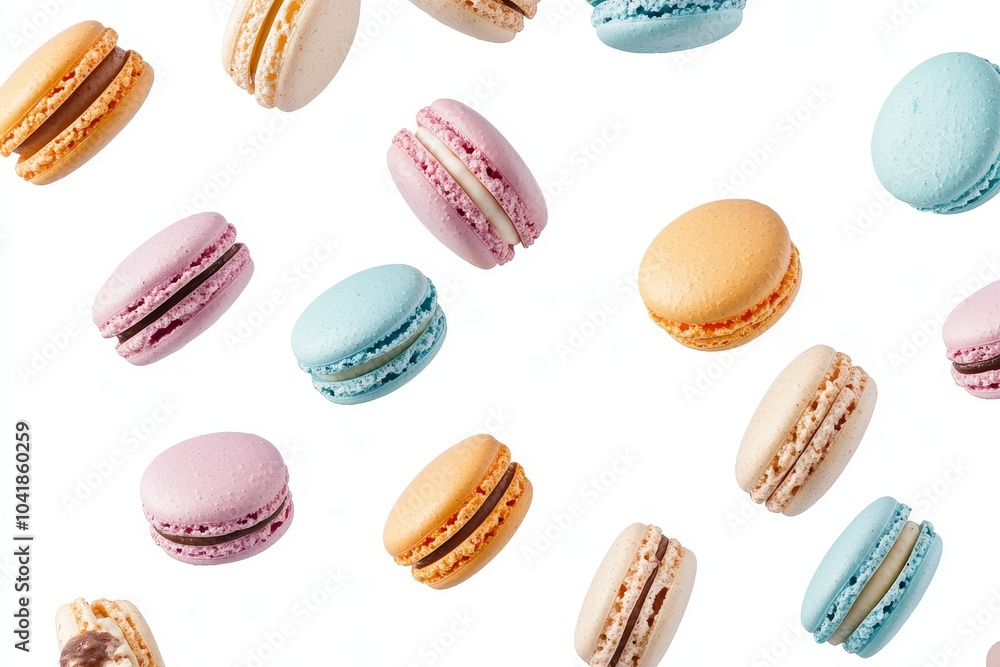 Leinwandbilder a beautiful colorful macaron floating in the air, isolated on a clean background. a dessert sweet ca
