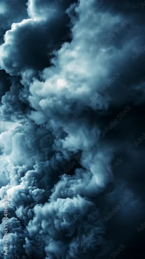 Poster dark smoke rising and spreading vertically in an abstract display