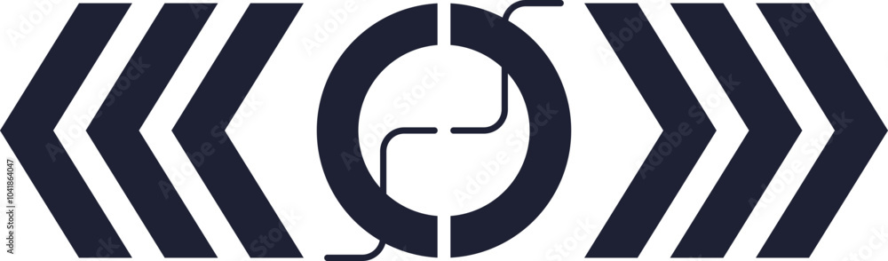Poster futuristic hud element with arrows and circular design, symbolizing direction and technology.